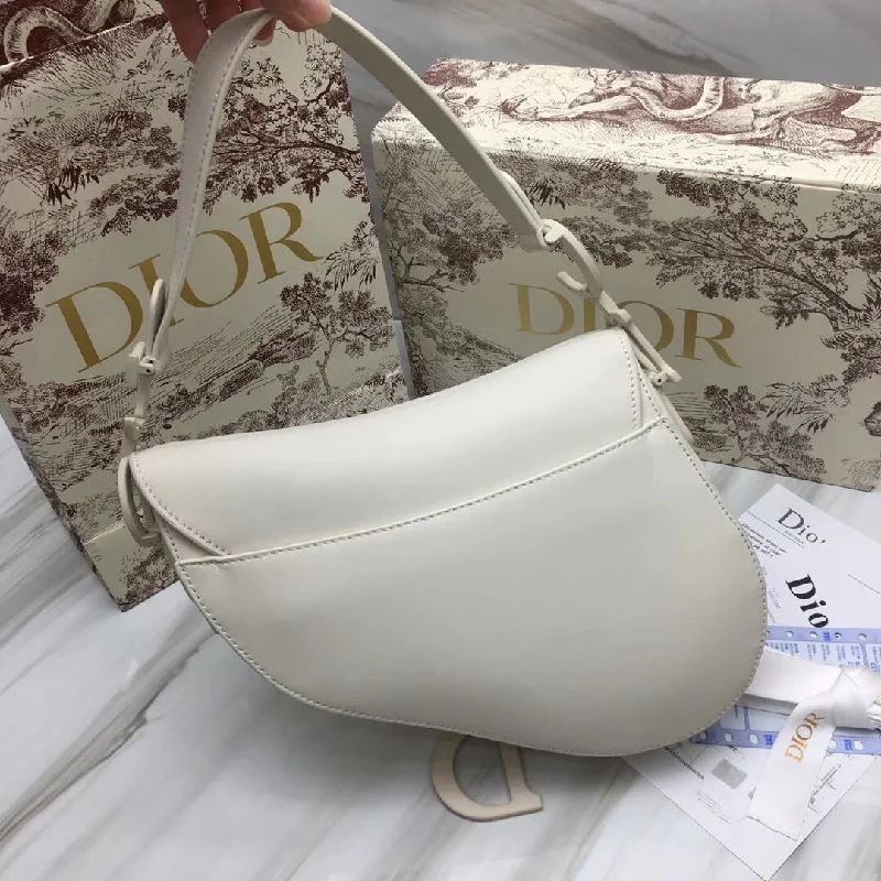 Christian Dior tote bags with a double - handle and shoulder - strap optionDior Saddle Bag In White Matte Calfskin