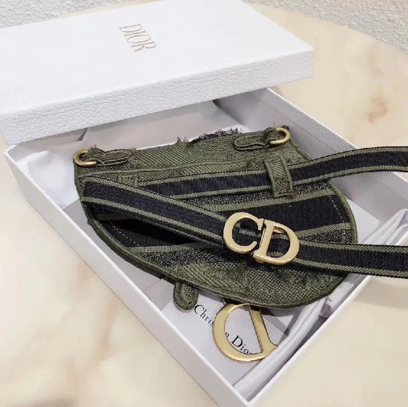 Christian Dior Saddle bags with a patent leather finish for a shiny lookDior Saddle Pouch Belt Bag In Green Camouflage Canvas