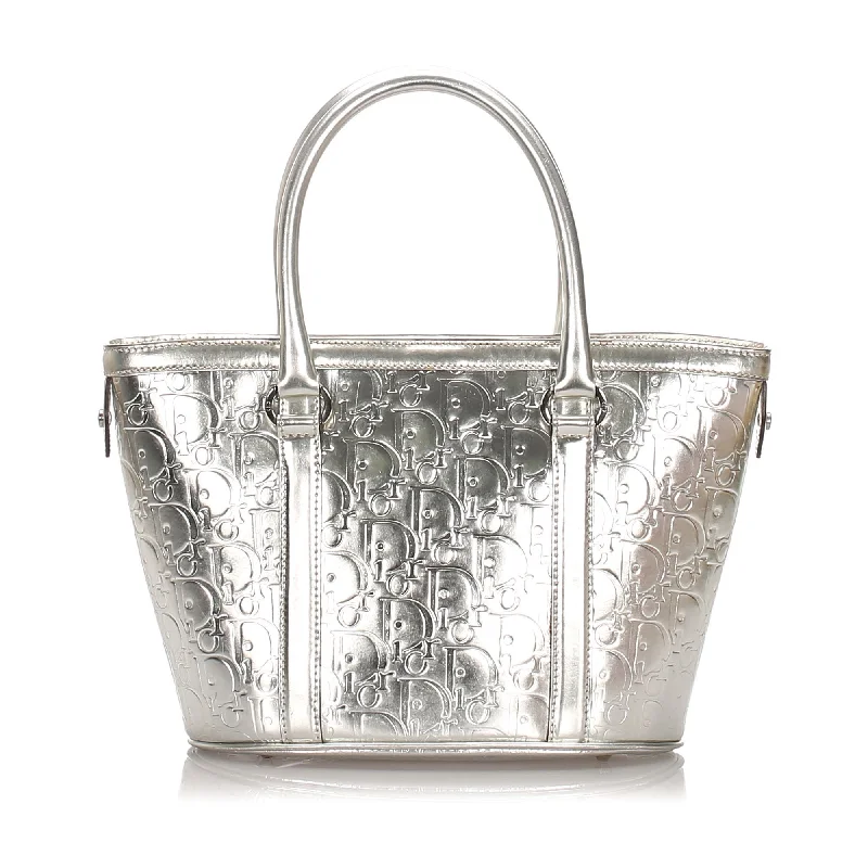 Christian Dior bags with a quilted pattern and gold - toned hardwareDior Silver Patent Leather Oblique Tote Bag Italy