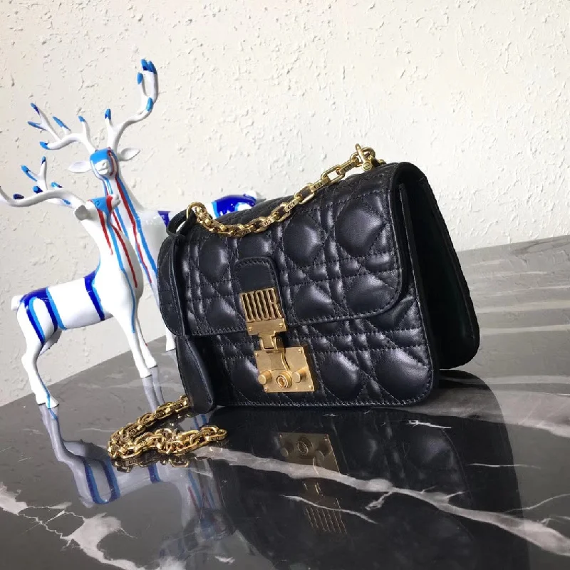 Christian Dior Saddle bags with a patent leather finish for a shiny lookDior Small Dioraddict Flap Bag In Black Lambskin