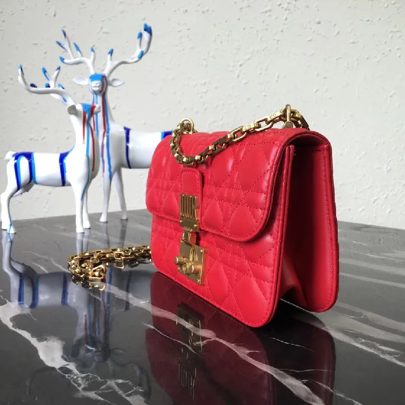 Christian Dior Saddle bags with a studded trim for a bold lookDior Small Dioraddict Flap Bag In Cherry Lambskin