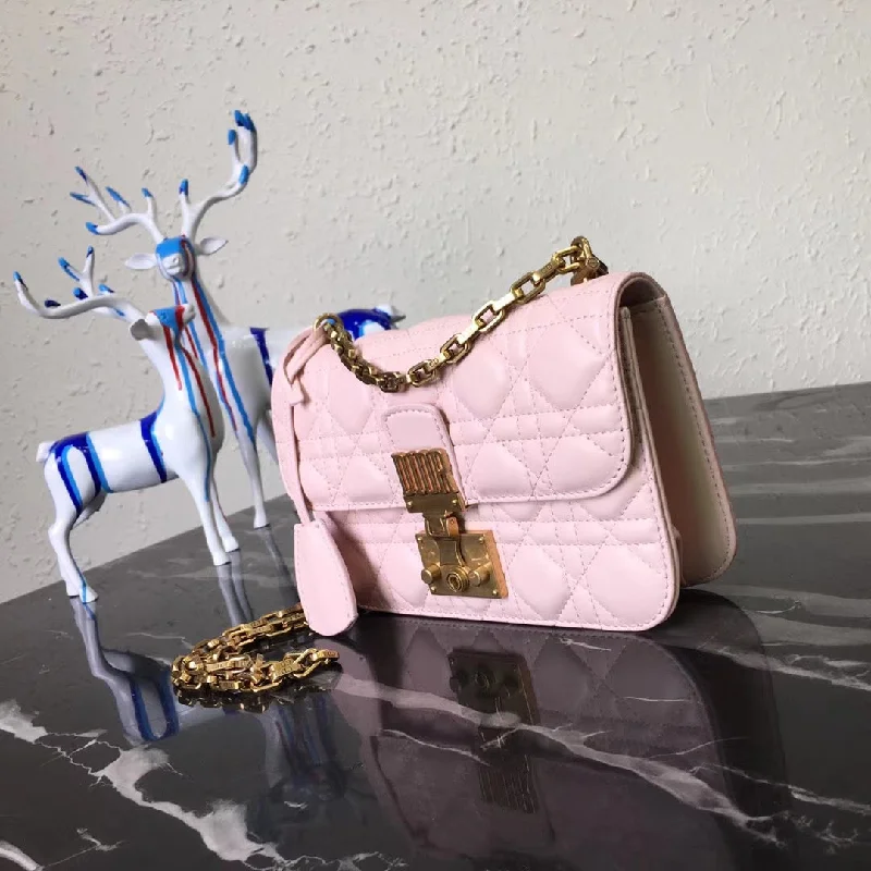 Christian Dior handbags with a removable shoulder strap for versatilityDior Small Dioraddict Flap Bag In Pink Lambskin