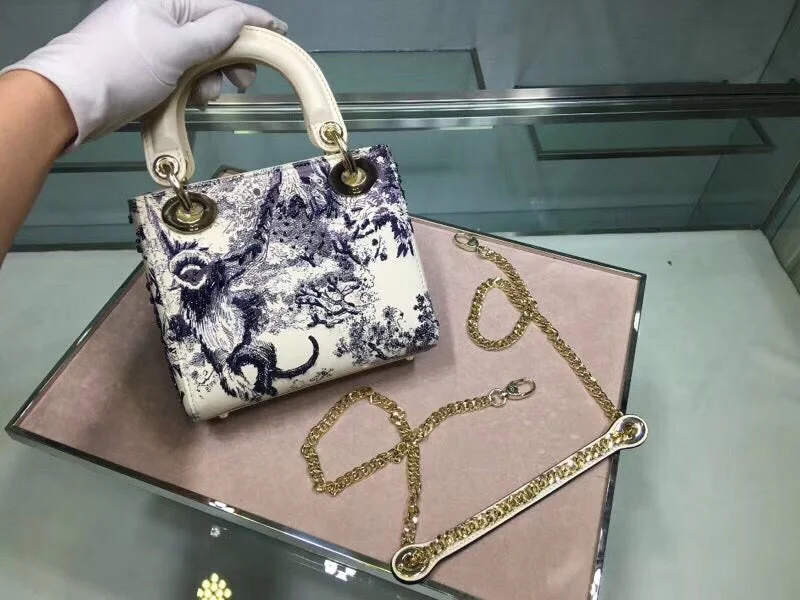 Christian Dior bags with a zip - top closure and multiple compartmentsDior Toile De Jouy Mini Lady Dior Bag With Chain