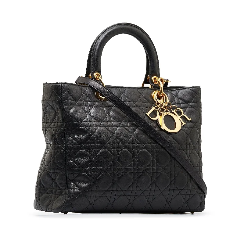 Christian Dior Saddle bags with a studded trim for a bold lookDIORLarge Cannage Lady  Satchel