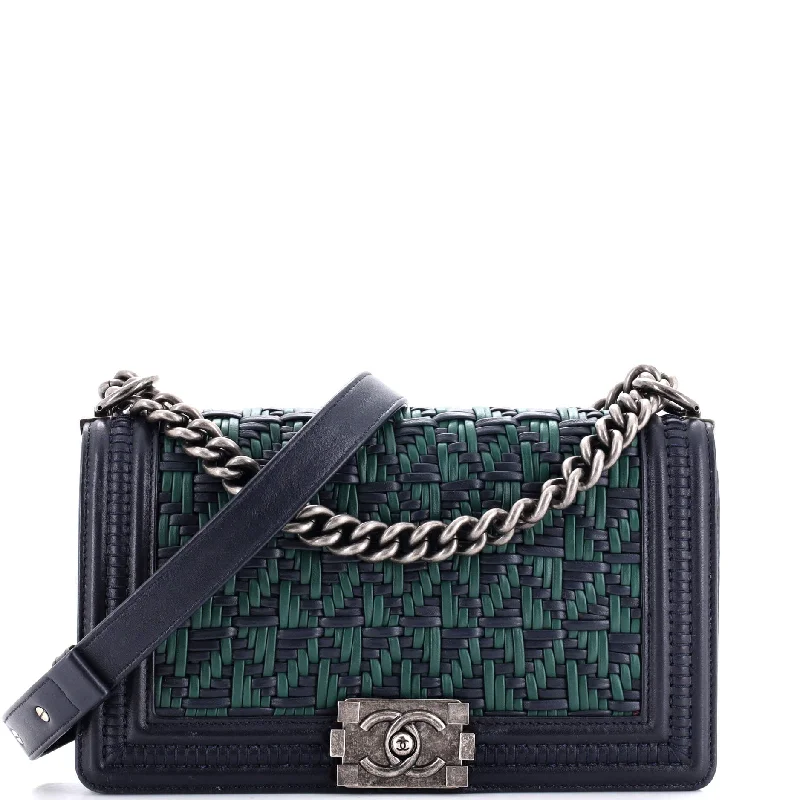 Christian Dior crossbody bags with a front - flap pocket for easy accessBoy Flap Bag Woven Calfskin Old Medium