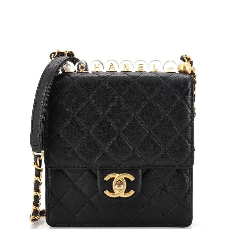 Christian Dior bags with a zip - top closure and multiple compartmentsChic Pearls Flap Bag Quilted Goatskin with Acrylic Beads Mini