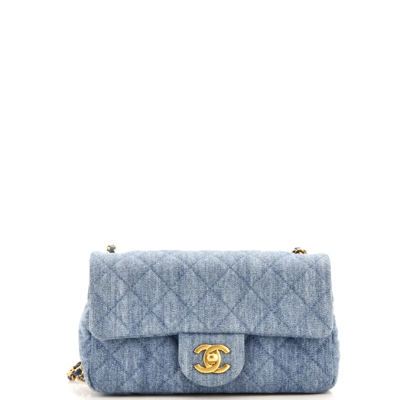 Christian Dior Saddle bags with a distressed leather finishPearl Crush Flap Bag Quilted Denim Mini