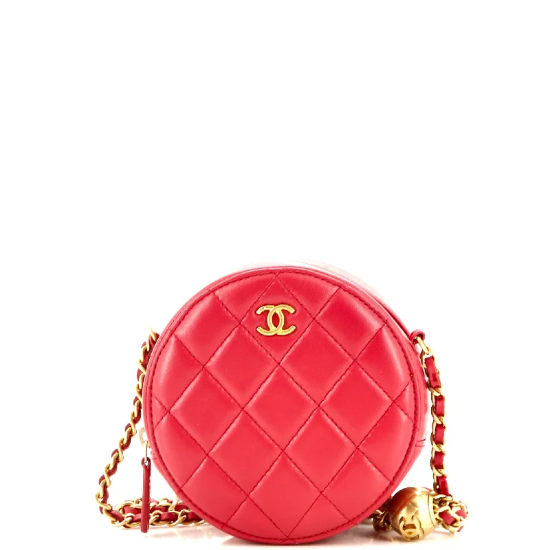 Christian Dior bags with a detachable coin purse insidePearl Crush Round Clutch with Chain Quilted Lambskin