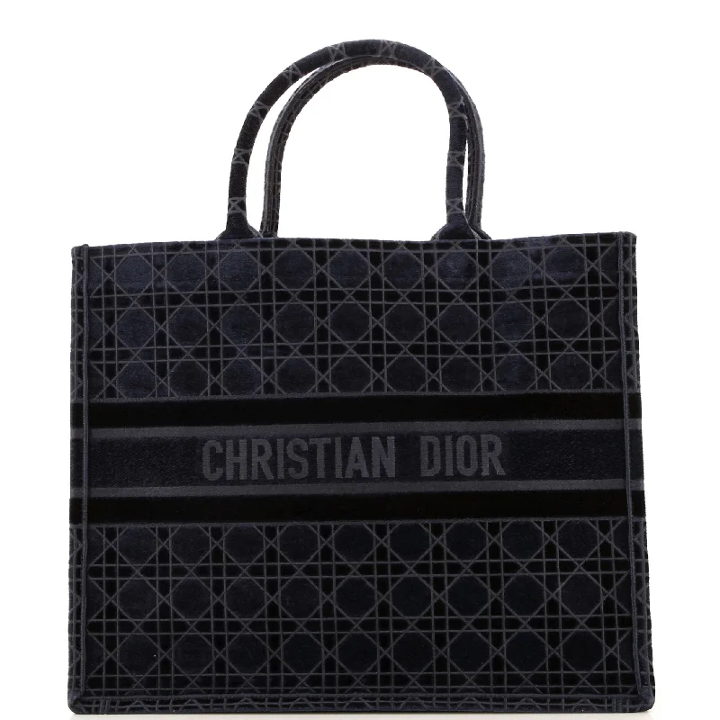 Christian Dior handbags with a detachable mirror for on - the - go touch - upsBook Tote Cannage Embroidered Velvet Large