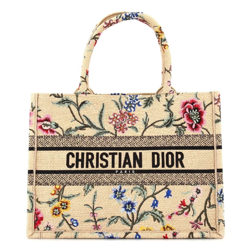 Christian Dior handbags with a removable shoulder strap for versatilityBook Tote Embroidered Raffia Medium