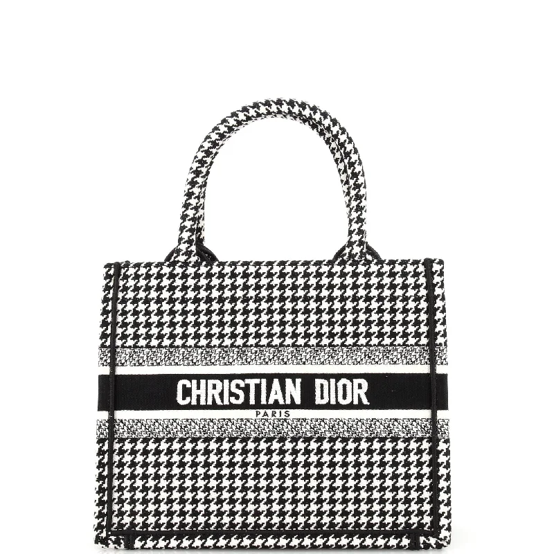 Contemporary Christian Dior handbags with a unique shapeBook Tote Houndstooth Canvas Small