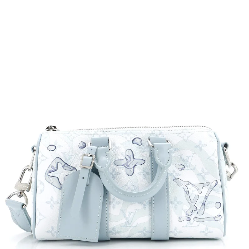 Christian Dior handbags with a snap - button closure and a decorative buckleKeepall Bandouliere Bag Limited Edition Aquagarden Monogram Canvas 25