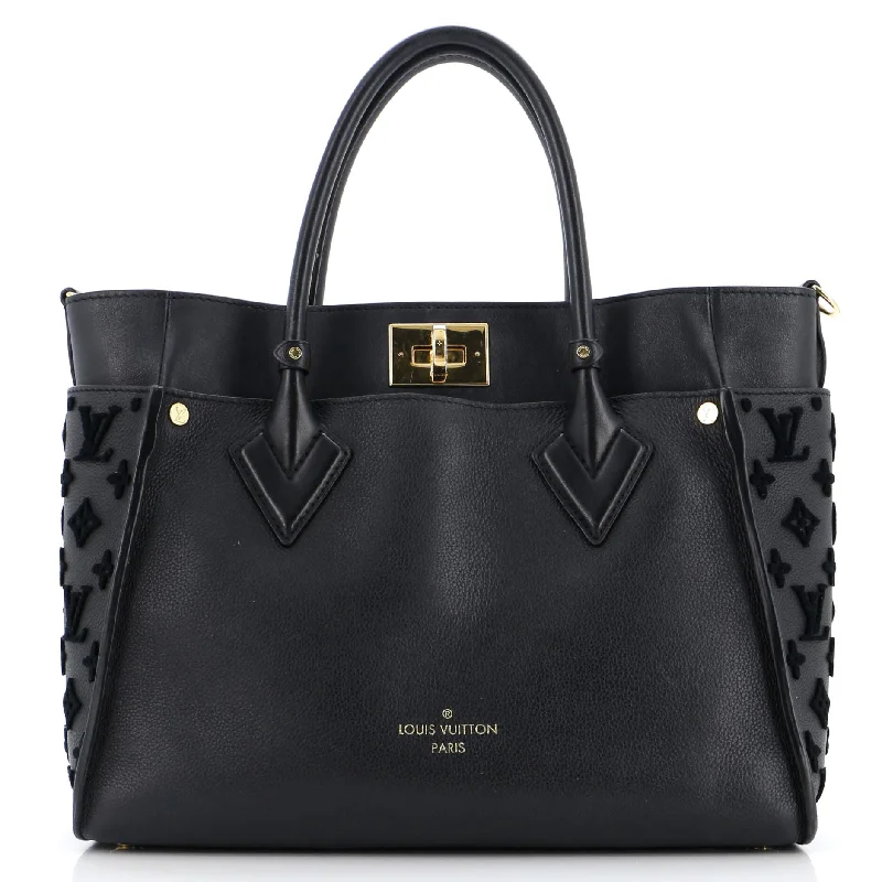 Christian Dior tote bags with a printed Dior logo on the frontOn My Side Tote Monogram Tuffetage Leather MM