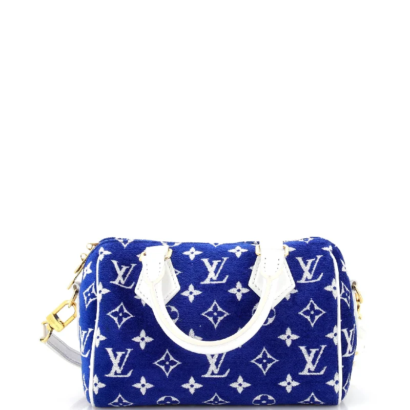 High - fashion Christian Dior bags with a geometric patternSpeedy Bandouliere Bag LV Match Monogram Jacquard Velvet 20