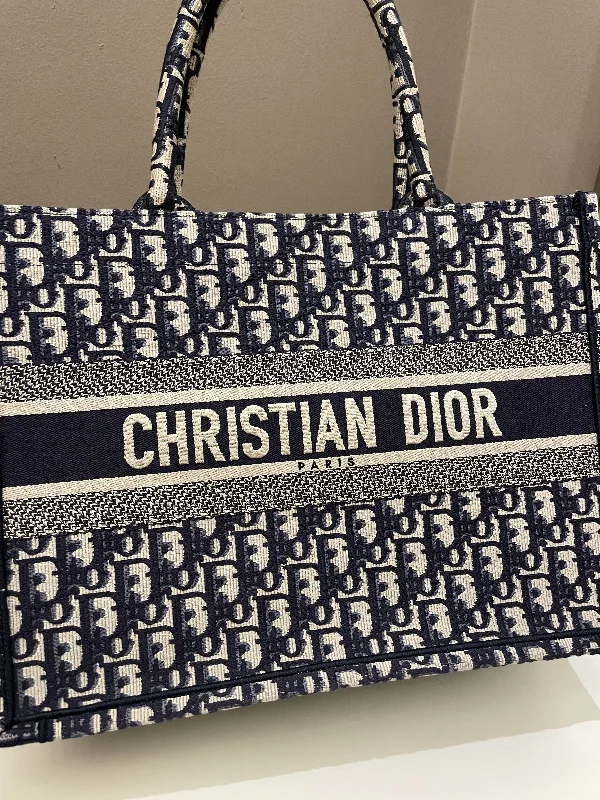 Christian Dior handbags with a detachable mirror for on - the - go touch - upsDior Toile De Jouy Book Tote Blue Oblique