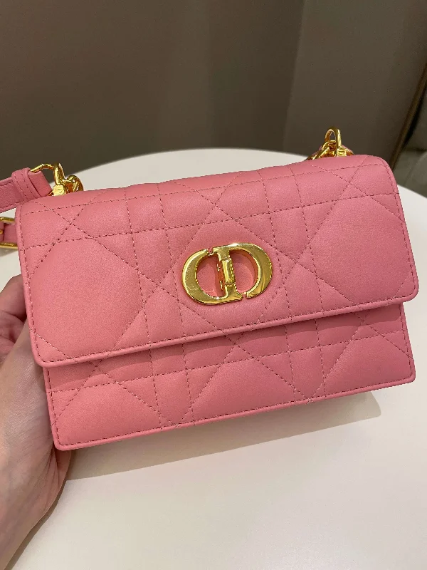 Christian Dior bags with a side - pocket for holding a water bottleDior Miss Caro Mini Pink Lambskin