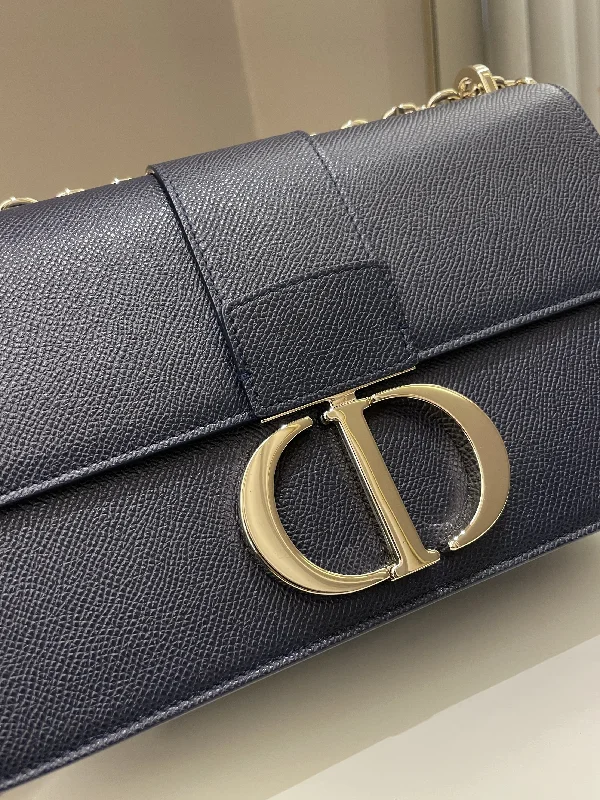 Christian Dior handbags with a back - pocket for quick storageDior Montaigne 30 Bag Navy Grained Leather