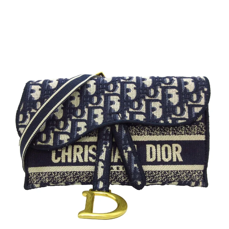 Christian Dior bags with a zip - top closure and multiple compartmentsDior Oblique Saddle Slim Belt Pouch (8lD1xi)